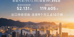 奇瑞集团1月销售汽车20万辆出口11.96万辆持续领跑 连续9个月突破10万辆